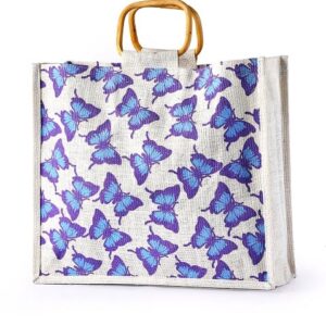 butterfly print jute bag