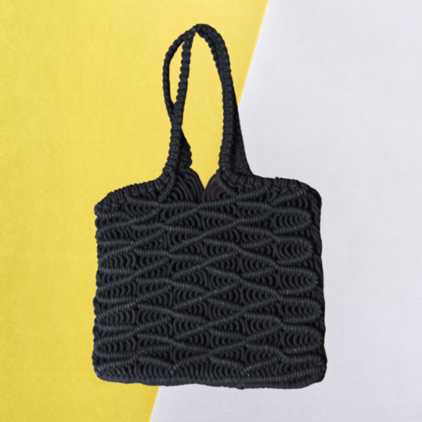 black macrame bag